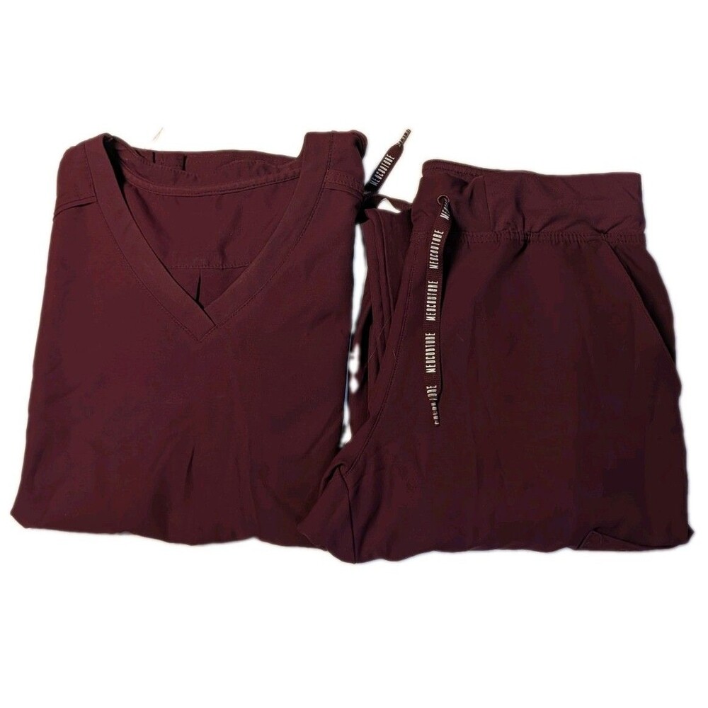 Med Couture Scrub Set Wine Burgundy Women Medium M Energy Jogger Pants